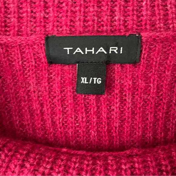 Tahari Merino Wool Knit Sweater Cowl Neck Pullover Dark Pink Size XL - Picture 7 of 8